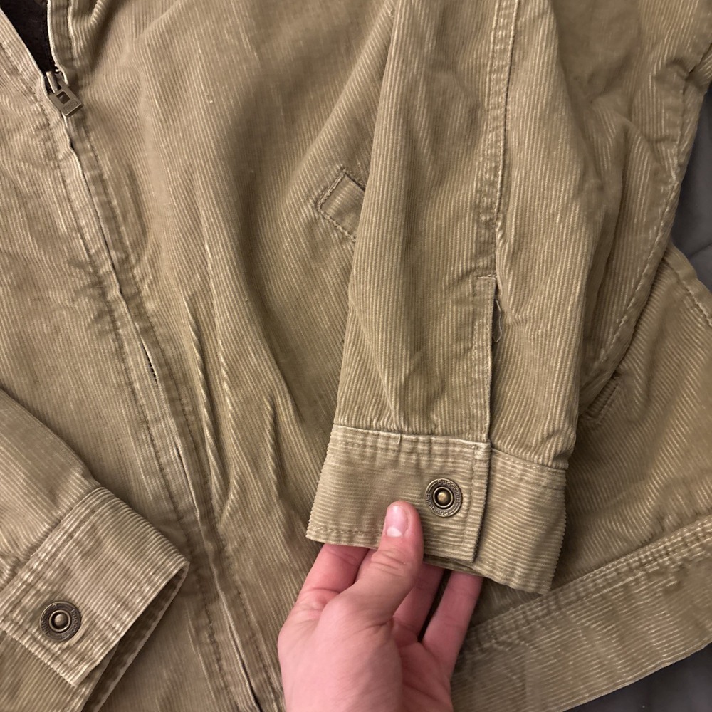 Y2K Billabong Jacket Beige Corduroy Zip Bomber Sherpa Lined Men's Large - Picture 3 of 10